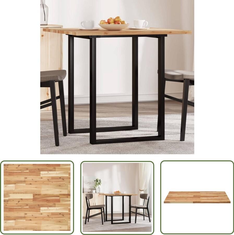 VidaXL Tafelblad vierkant 80x80x2 cm massief acaciahout Massief Acaciahout Tafelblad Eettafel Blad Bureausteen Salontafel Vintage Tafel