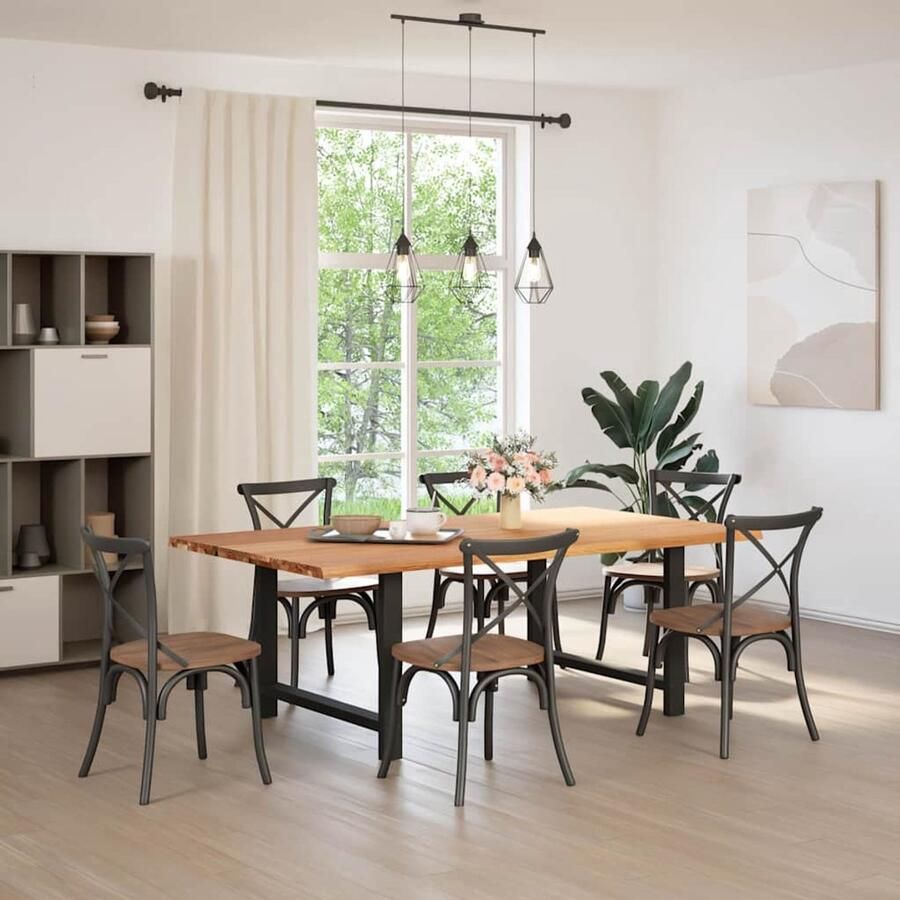 The Living Store Eettafel rechthoekig 240x120x74 cm massief eikenhout lichtbruin Eetkamertafel Eikenhouten Tafel Salontafel Tuinset Diningtable