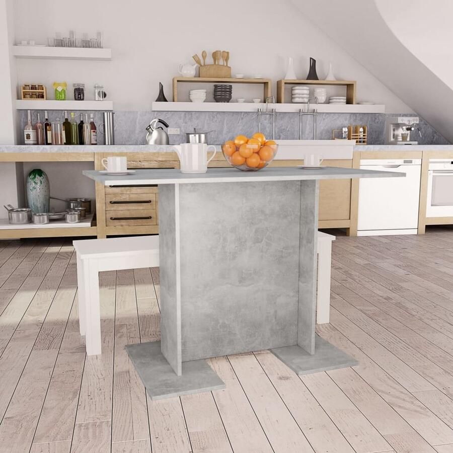 The Living Store Eettafel Eetkamertafel 110 x 60 x 75 cm betongrijs bewerkt hout Eetkamertafel Eettafel Houten Tafel Beton Grijs Modern Design