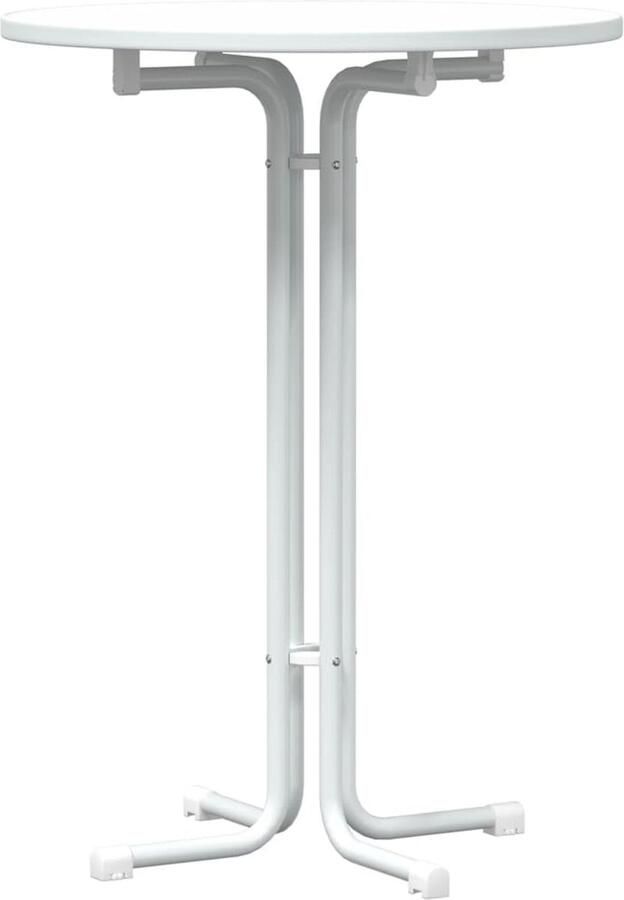 The Living Store Eettafel Ø 80x110 cm bewerkt hout en staal wit Eetkamertafel Eettafel Wit Houtlook Tafel Bistrotafel Kleine Eettafel