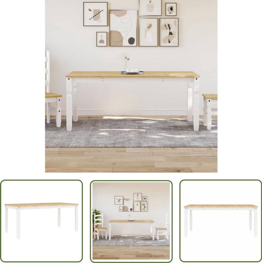 VidaXL Eettafel Eetkamertafel Eettafel Corona 180x90x75 cm massief grenenhout wit Grenenhouten Eettafel Witte Eettafel Corona Serie