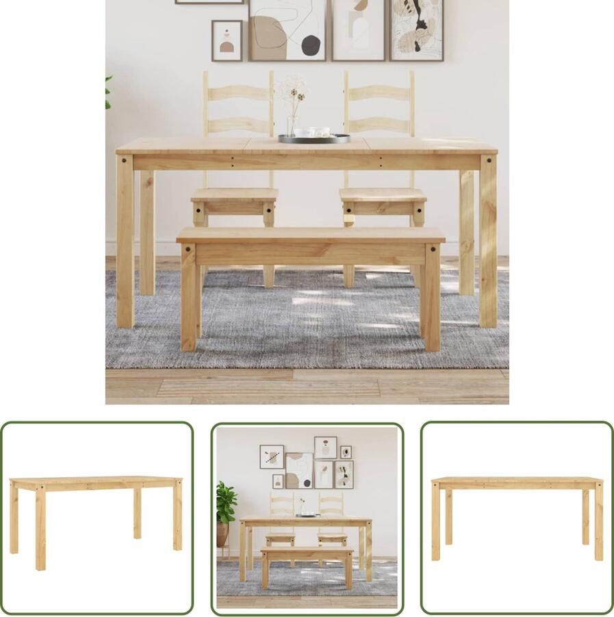 The Living Store Eettafel Panama 160x80x75 cm massief grenenhout Houten Eettafel Eethoek Eetkamertafel Salontafel Granenhout - Foto 3
