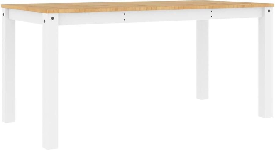 The Living Store Eettafel Panama 160x80x75 cm massief grenenhout wit Eettafel Houten Eettafel Granenhouten Eettafel Wit Eettafel Minimalistische Eettafel - Foto 3