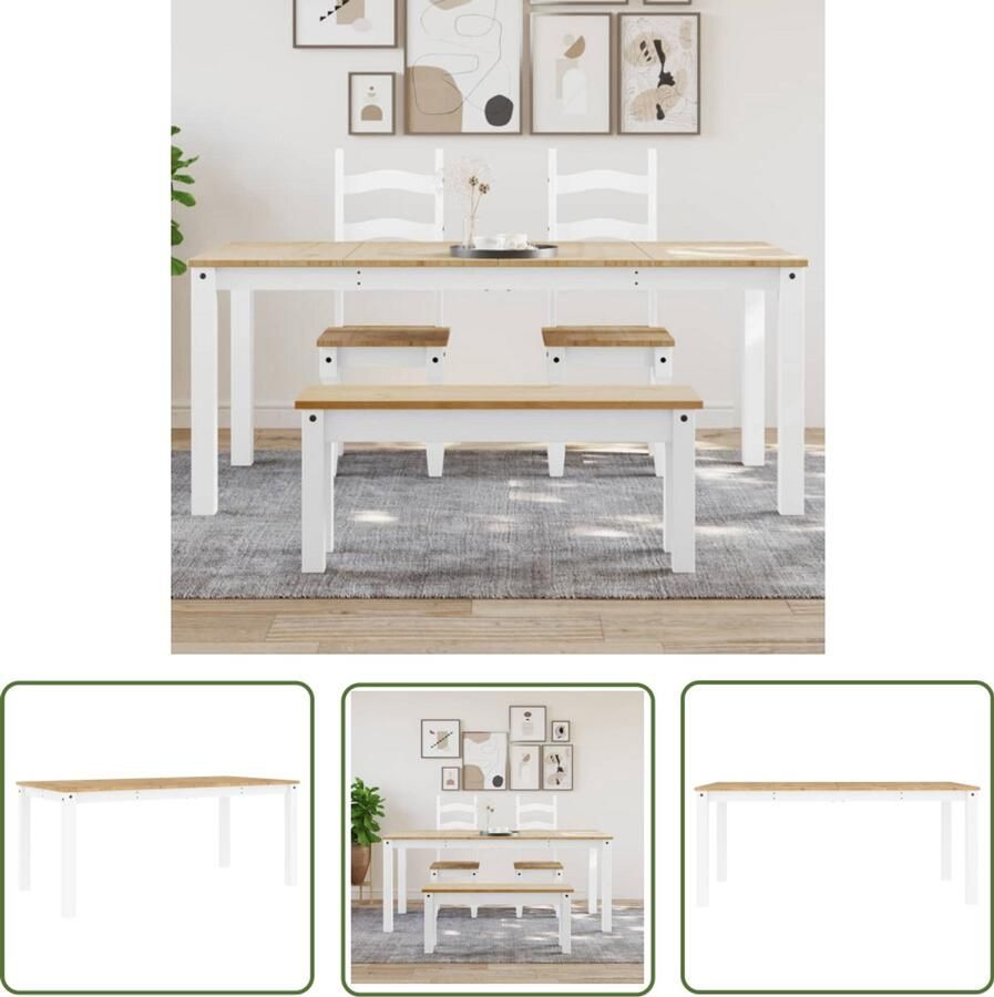 VidaXL Eettafel Eetkamertafel Eettafel Panama 180x90x75 cm massief grenenhout wit Grenenhouten Tafel Witte Eettafel Minimalistische Eettafel