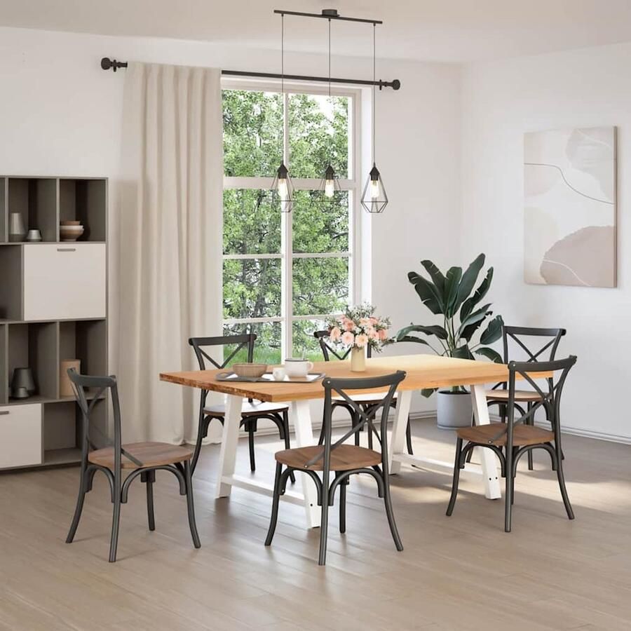 The Living Store Eettafel rechthoekig 200x120x74 cm massief eikenhout lichtbruin Eetkamertafel Houten Tafel Oak Wood Tafel Salontafel Grote Eetkamertafel