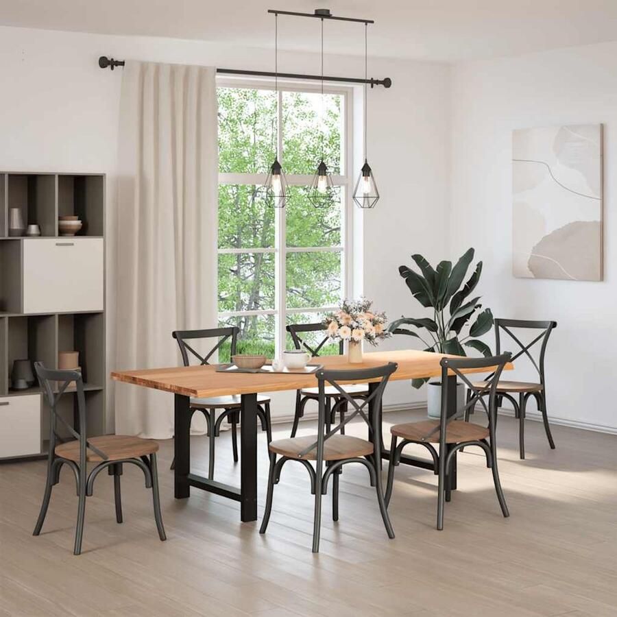 VidaXL Eettafel Rechthoekig 220x100x74 cm Massief Eikenhout Eetkamertafel Eikenhouten Tafel Rechte Tafel Grote Tafel Solide Tafel