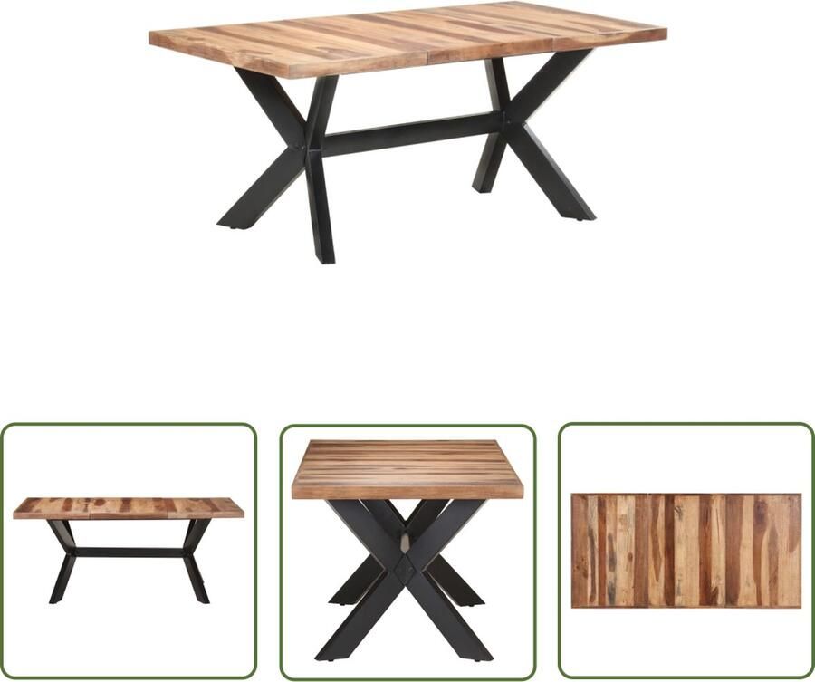 The Living Store IndustriÃle Eettafel 180 x 90 x 75 cm Handgemaakt Massief Acaciahout Rubberwood Industriele Eettafel Industrieel Acacia Tafels Rubberwood Tafel Handgemaakte Eettafel - Foto 2