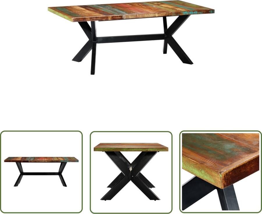 The Living Store IndustriÃle Eetkamertafel 200 x 100 x 75 cm Gerecycled Hout Industriële Eettafel Industrieel Houten Eettafel Recycled Wood Dining Table Vintage Eettafel - Foto 2