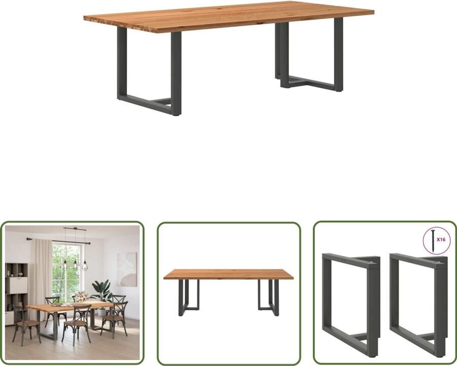 VidaXL Eettafel Massief Eiken Eetkamertafel Eettafel rechthoekig 240x120x74 cm massief eikenhout lichtbruin Rechte Eettafel Grote Eettafel Salontafel
