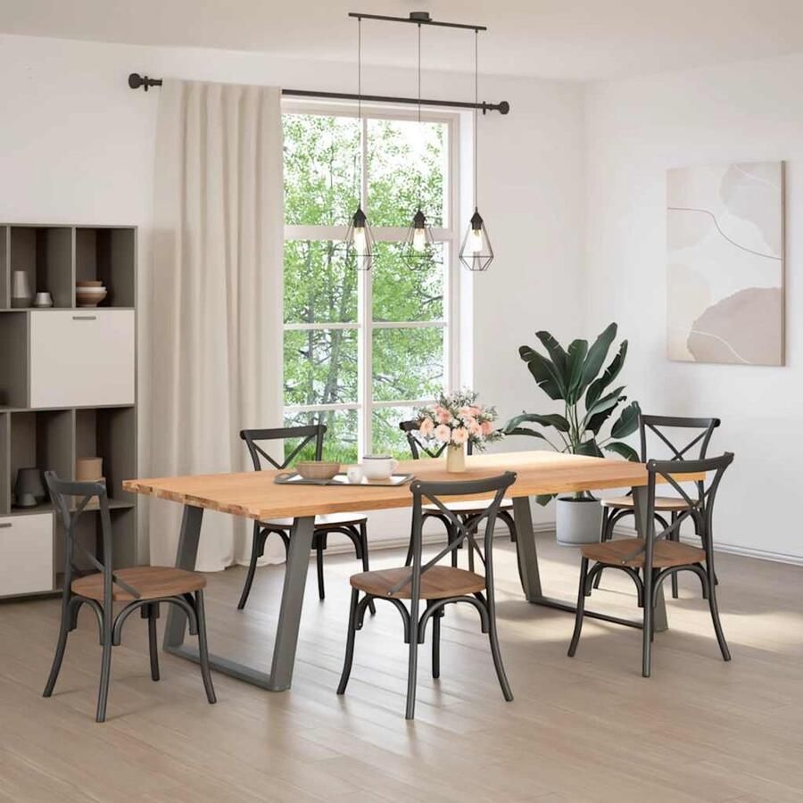 VidaXL Eettafel Rechtehoekig Eetkamertafel Eettafel rechthoekig 240x120x74 cm massief eikenhout lichtbruin Eikenhouten Tafel Massief Eikenhout Salontafel
