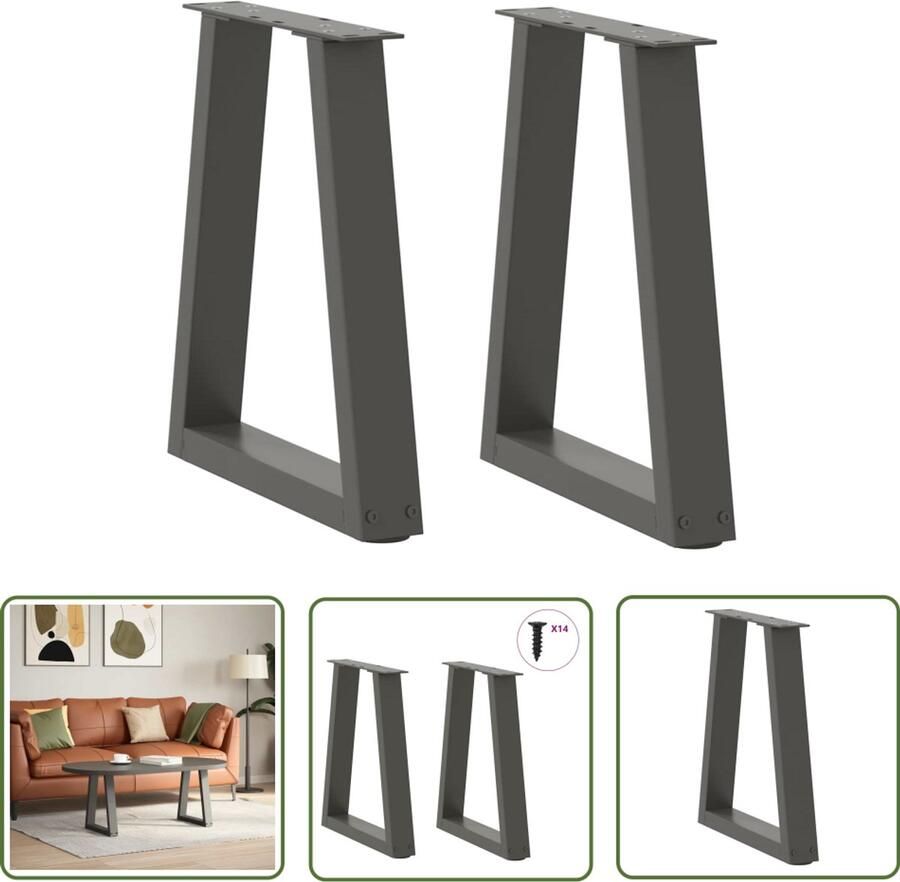 The Living Store Eettafelpoten 2 st V-vormig 38x(42-43 3) cm staal antraciet Eetkamerstoel Eettafelpoten Metalen Tafelpoten V-vormige Tafelpoten Zwarte Tafelpoten