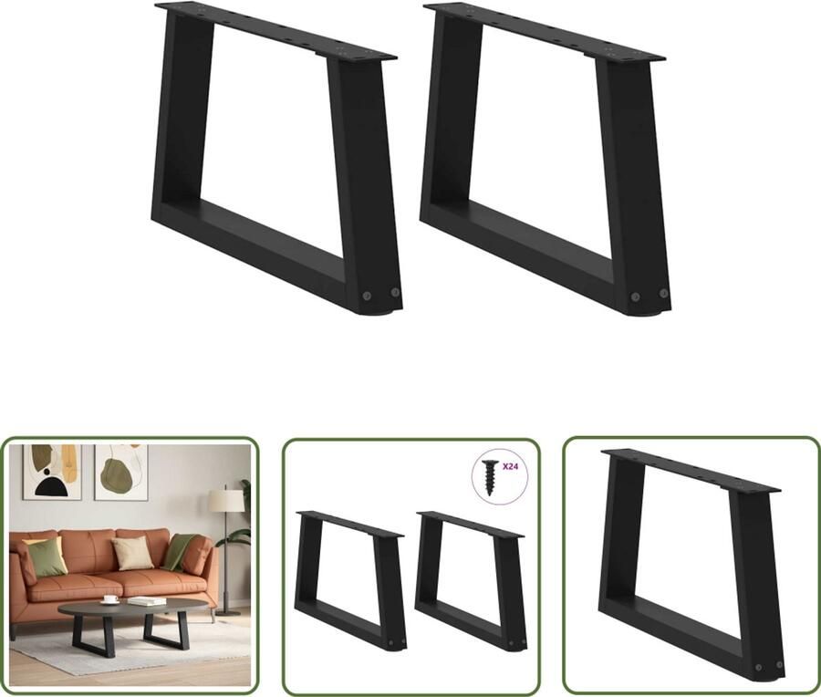 The Living Store Eettafelpoten 2 st V-vormig 60x(30-31 3) cm staal zwart Eetkamerstoel Eettafelpoten Salontafelpoten Metalen Tafelpoten Zwarte Tafelpoten