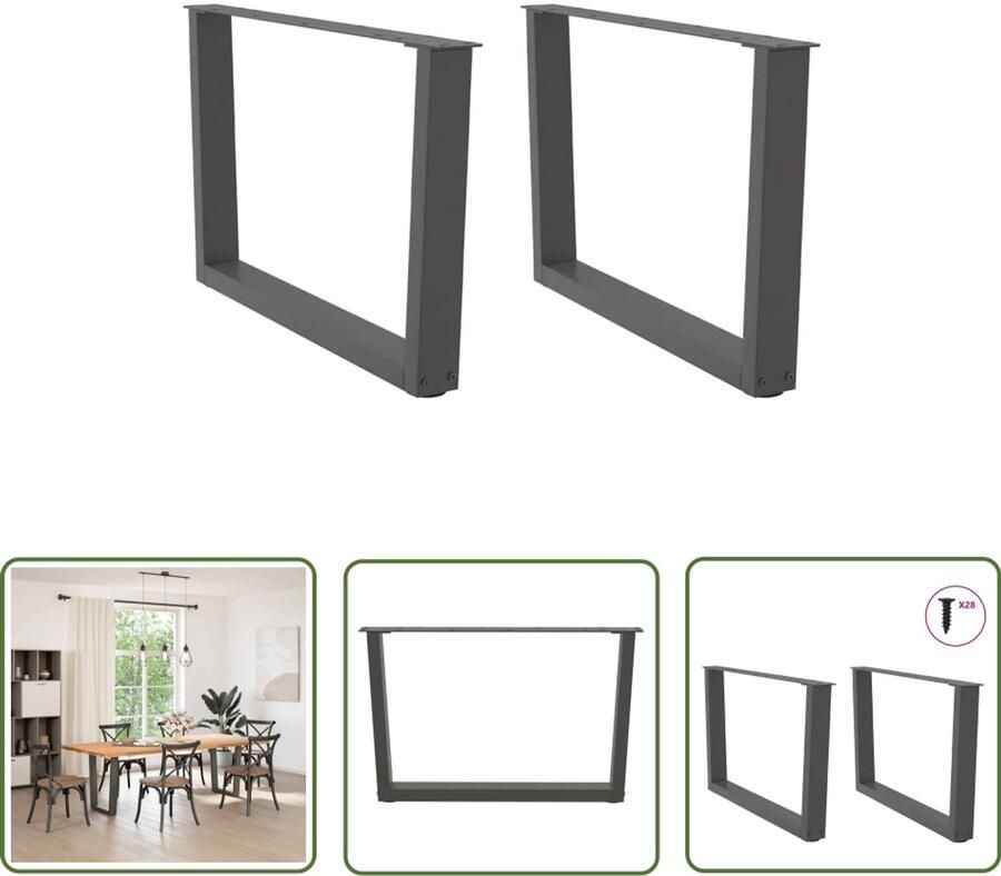 The Living Store Eettafelpoten 2 st V-vormig 70x(42-43 3) cm staal antraciet Eetkamerstoel Eettafelpoten Metalen Tafelpoten Industrieel Tafellaar V-vormige Tafelpoten