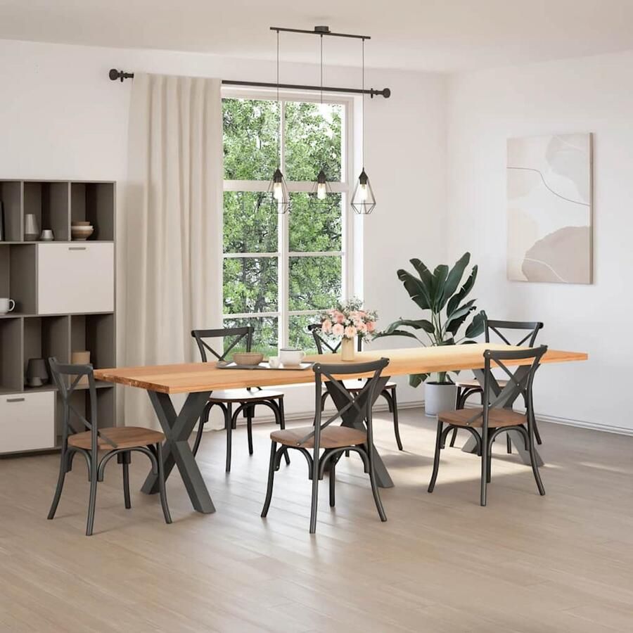 The Living Store Eettafel rechthoekig 320x100x74 cm massief eikenhout lichtbruin Eetkamertafel Eikenhouten Tafel Grote Tafel Solide Tafel Design Tafel