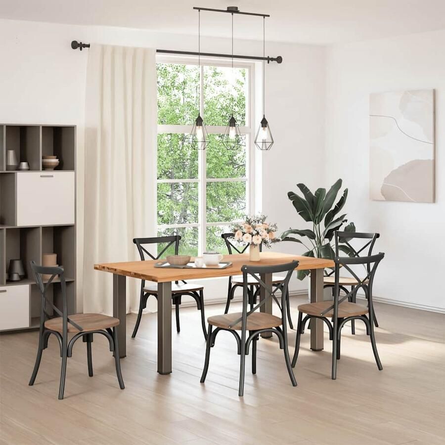 The Living Store Eettafel rechthoekig 180x100x74 cm massief eikenhout lichtbruin Eetkamertafel Eikenhouten Tafel Salontafel Grote Tafel Massief Eikenhout