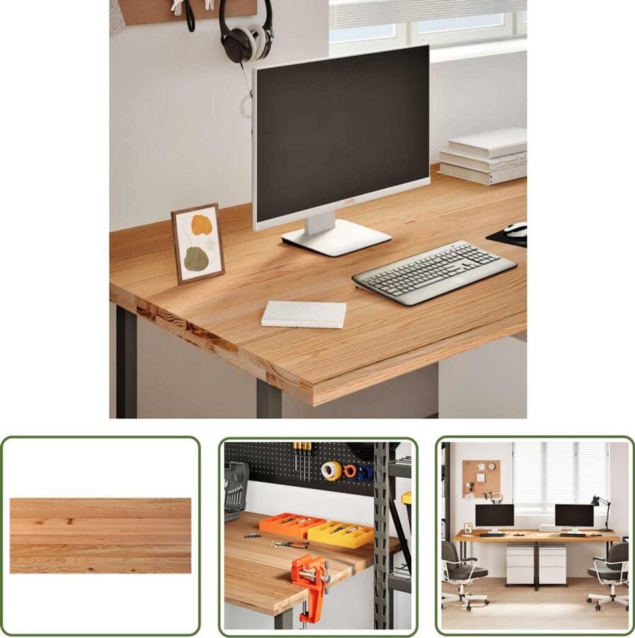 VidaXL Bureaublad rechthoekig 240x100x4cm massief eikenhout lichtbruin Bureau Blad Eikenhout Massief Hout Rechte Vorm Lichtbruin