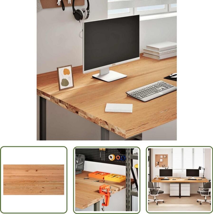 VidaXL Eikenhout Bureau Blad Bureaublad rechthoekig 240x120x4cm massief eikenhout lichtbruin Massief Hout Houten Bureau Kantoor Benodigheden