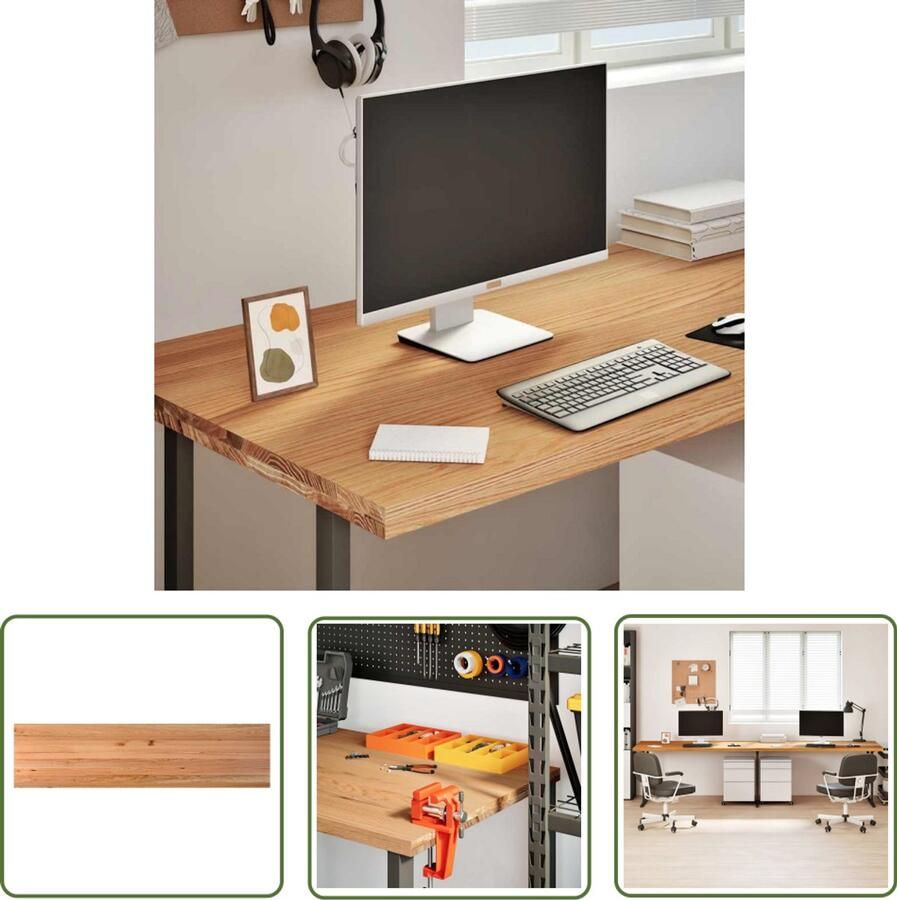 VidaXL Bureaublad rechthoekig 320x80x4 cm massief eikenhout lichtbruin Bureau Blad Eikenhout Massief Eiken Bureau Tafel Werkblad