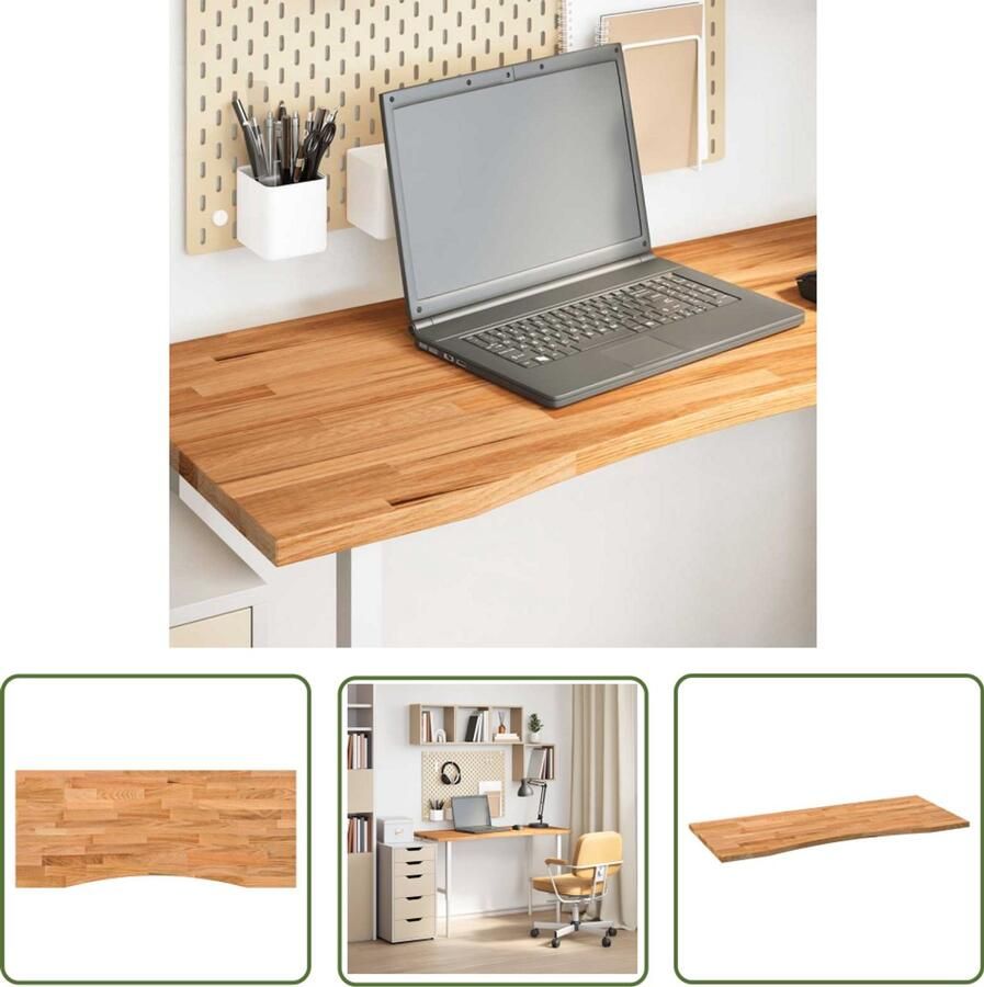 VidaXL Bureaublad rechthoekig 120x50x2 5 cm eikenhout lichtbruin Bureaublad Eikenhout Lichtbruin Bureau Werkblad