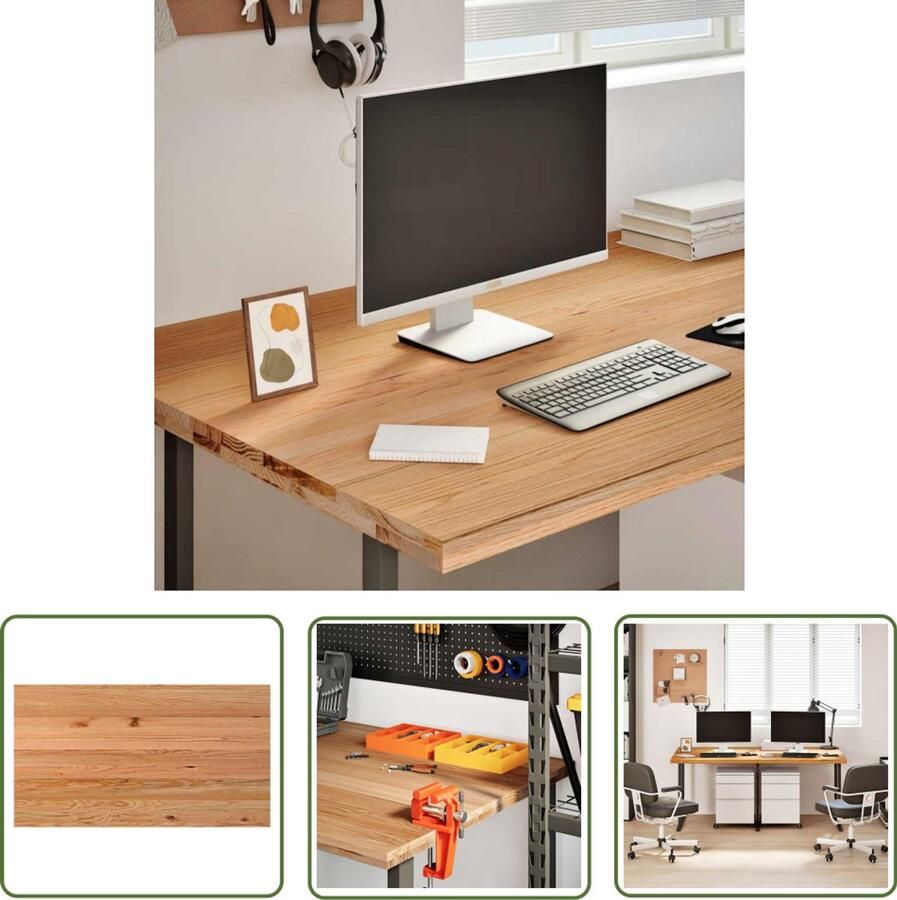 VidaXL Bureaublad rechthoekig 180x100x4cm massief eikenhout lichtbruin Bureaublad Eikenhout Massief Eiken Bureau Kantoor