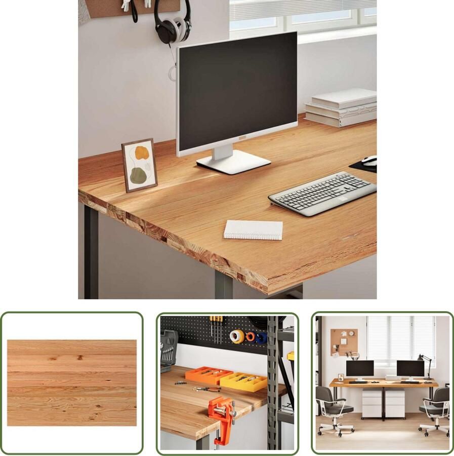 VidaXL Bureaublad rechthoekig 180x120x4cm massief eikenhout lichtbruin Bureaublad Eikenhout Massief Hout Bureau Kantoor