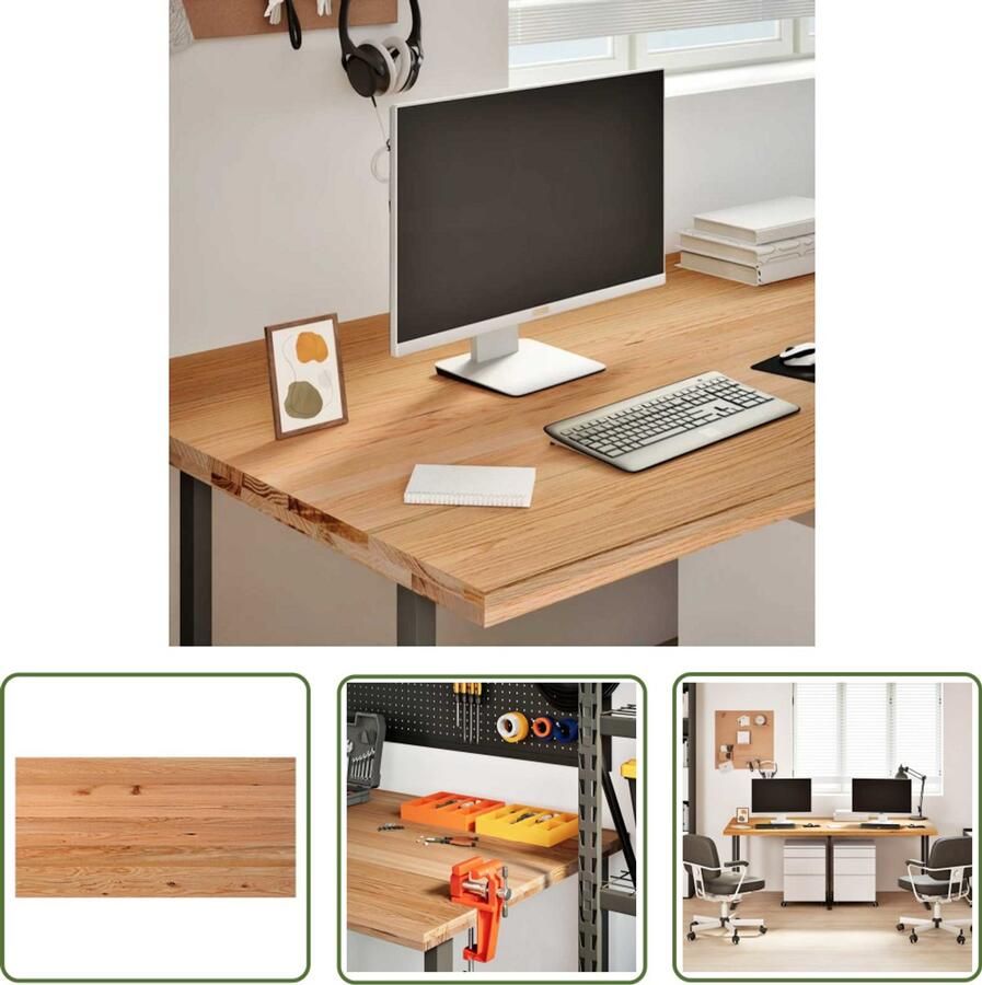 VidaXL Bureaublad rechthoekig 200x90x4 cm massief eikenhout lichtbruin Bureaublad Eikenhout Massief Hout Bureau Werkblad