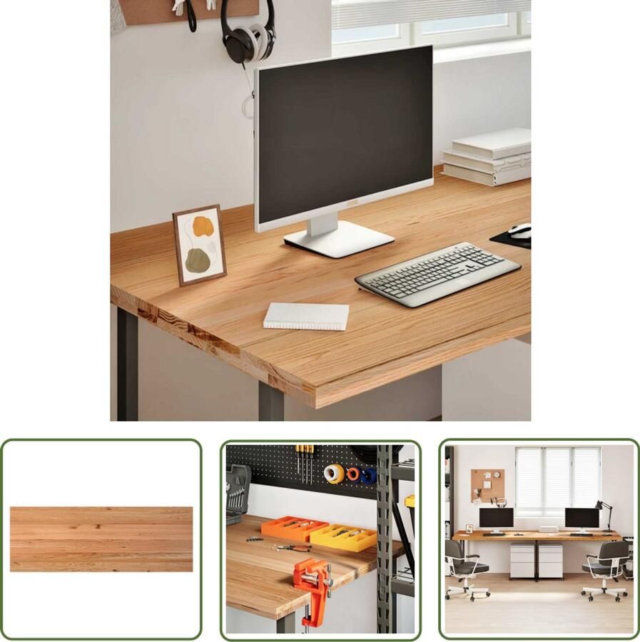 VidaXL Bureaublad rechthoekig 280x100x4cm massief eikenhout lichtbruin Bureaublad Eikenhout Massief Hout Bureau Kantoor