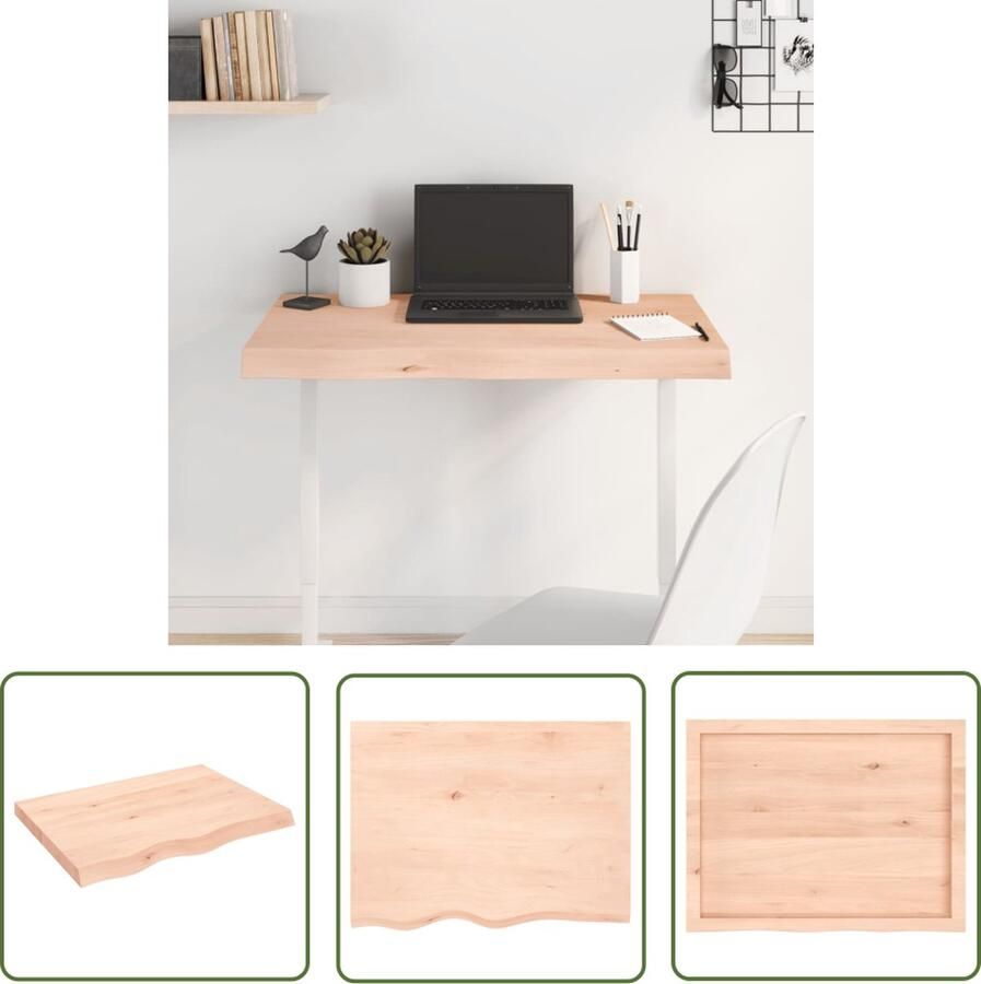 The Living Store Tafelblad 80x60x(2-6) cm onbehandeld massief eikenhout Houten Tafelblad Eikenhout Tafelblad Vervangen Tafelblad Kopen Salontafel