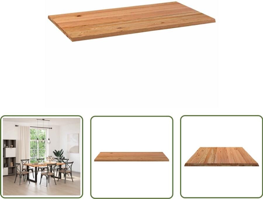 VidaXL Tafelblad rechthoekig 180x100x4 cm eikenhout lichtbruin Tafelblad Eikenhout Eetkamertafel Salontafel Rechte Tafel