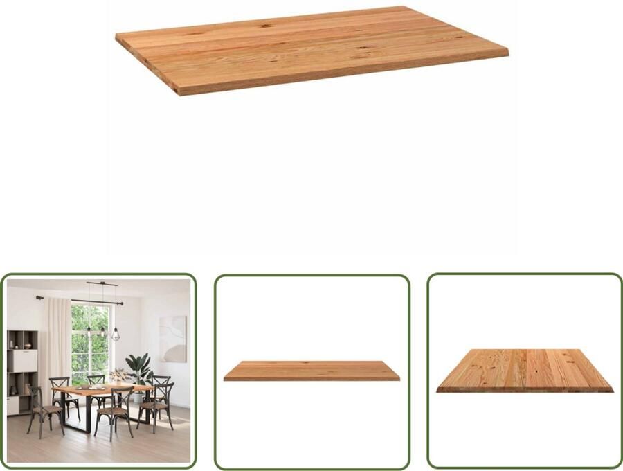 The Living Store Tafelblad rechthoekig 180x120x4 2 cm eikenhout lichtbruin Tafelblad Eikenhout Rechte Tafel Eettafel Salontafel