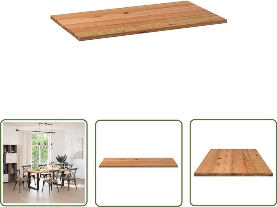 VidaXL Tafelblad rechthoekig 180x100x4 cm massief eikenhout lichtbruin Tafeltblad Eikenhout Massief Eiken Rechte Tafel Eetkamertafel