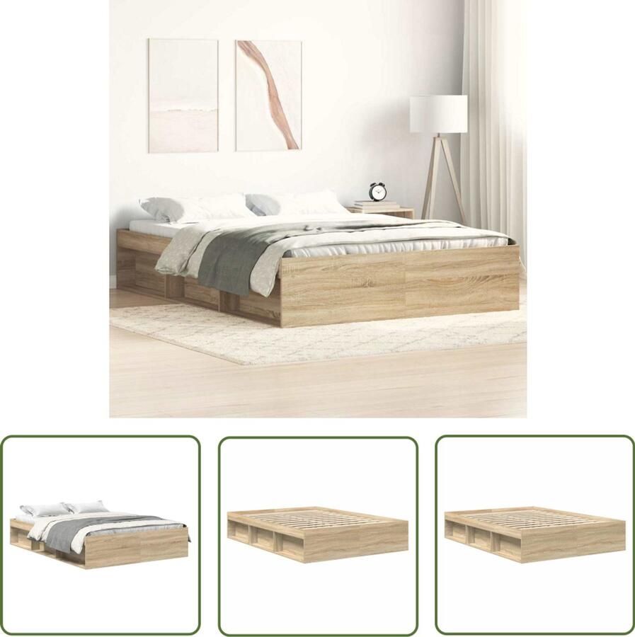 The Living Store Bedframe Scandinavisch Eikenhout 160 x 200 cm Met opbergruimte Scandinavisch Bed Frame Eikenhouten Bed Frame Met Opbergruimte Tweepersoons Bed Boxspring Bed