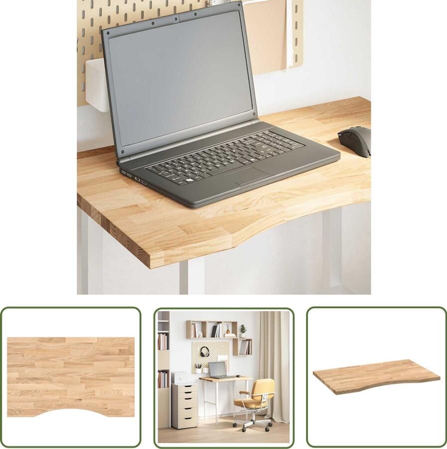 The Living Store Bureaublad rechthoekig 80x60x2 5 cm onbehandeld eikenhout Bureau Blad Eikenhouten Bureau Houten Bureau Ontwerpbureau Home Office