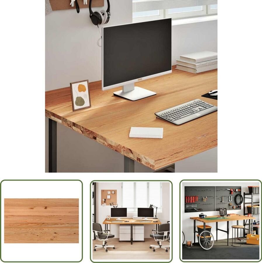 VidaXL Bureaublad rechthoekig 200x120x4cm massief eikenhout lichtbruin Bureaus Eikenhouten Bureau Massief Eiken Bureau Blad Kantooraccessoires