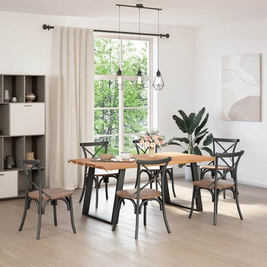 The Living Store Eettafel 180x100x74 cm massief eikenhout lichtbruin Eettafel Houten Tafel Eikentafel Salontafel Diningtable