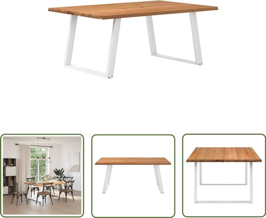 VidaXL Eikenhouten Tafel Eetkamertafel Eettafel 180x120x74 cm massief eikenhout lichtbruin Salontafel Grote Eettafel Massieve Tafel