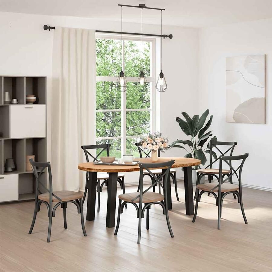 The Living Store Eettafel 180x90x74 cm ovaal massief eikenhout lichtbruin Eetkamertafel Eikenhouten Tafel Ronde Tafel Ovale Tafel Salontafel