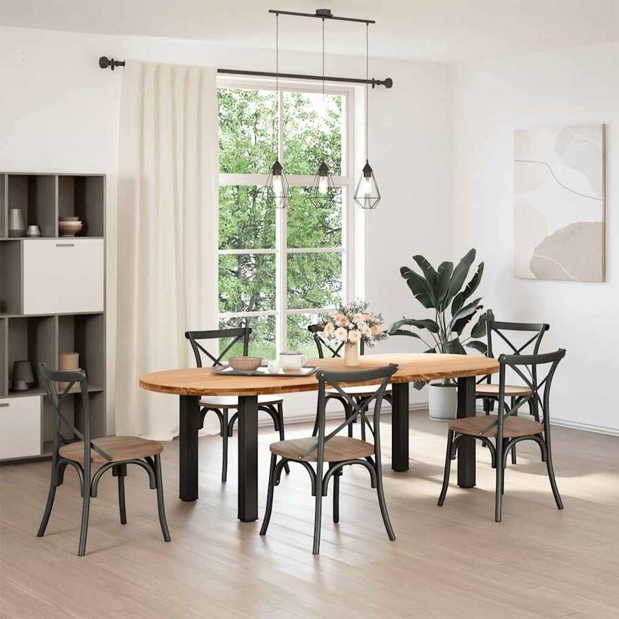 VidaXL Eikenhouten Tafel Eetkamertafel Eettafel 240x100x74 cm ovaal massief eikenhout lichtbruin Ovalen Tafel Massieve Eettafel Salontafel