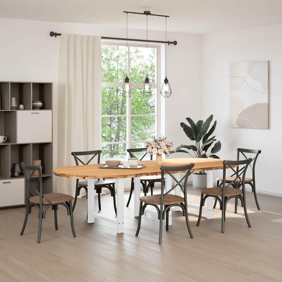 VidaXL Eettafel Ovaal Massief Eikenhout 280x120x74 cm Eetkamertafel Eikenhouten Tafel Ronde Tafel Grote Tafel Salontafel