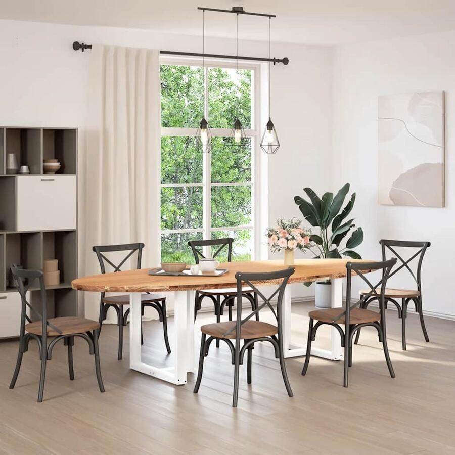 VidaXL Eettafel 280x120x74 cm ovaal massief eikenhout lichtbruin Eettafel Eettafels Eetkamertafel Keukentafel