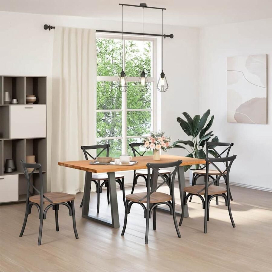 The Living Store Eettafel met natuurlijke rand 180x100x74 cm massief eikenhout Eetkamertafel Eikenhouten Tafel Salontafel Diningtable Massief Eikenhout