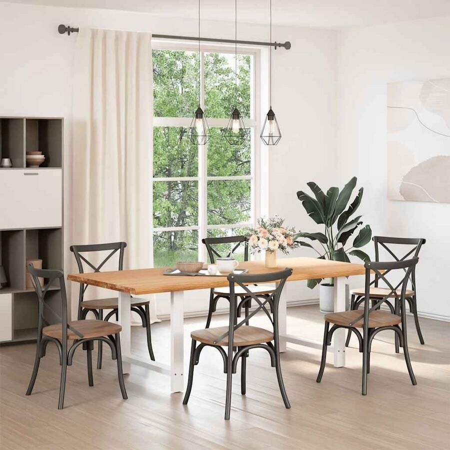 VidaXL Eikenhouten Tafel Eetkamertafel Eettafel met natuurlijke rand 220x100x74 cm massief eikenhout Massieve Eettafel Grote Eettafel Natuurlijke Rand