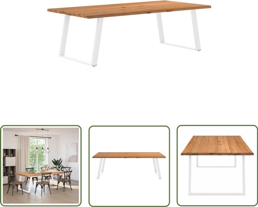 VidaXL Eikenhouten Tafel Eetkamertafel Eettafel met natuurlijke rand 240x120x74 cm massief eikenhout Salontafel Grote Eettafel Massieve Eettafel