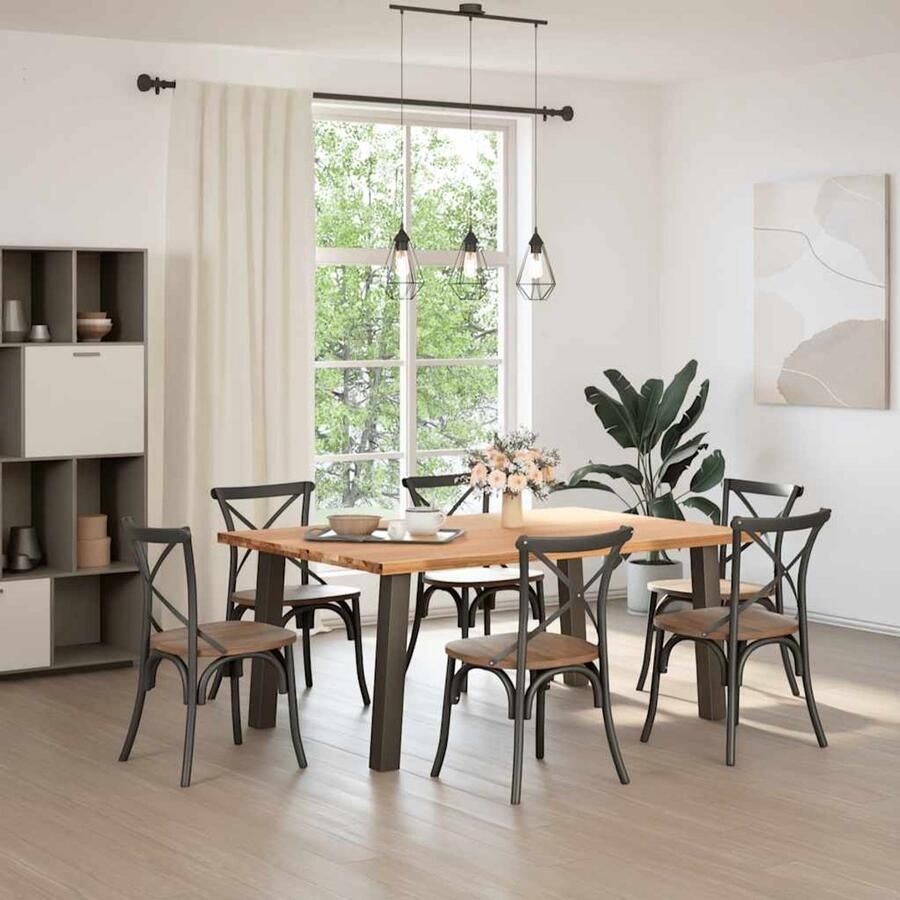 The Living Store Eettafel rechthoekig 180x120x74 cm massief eikenhout lichtbruin Eetkamertafel Eikenhouten Tafel Salontafel Tuintafel Grote Tafel