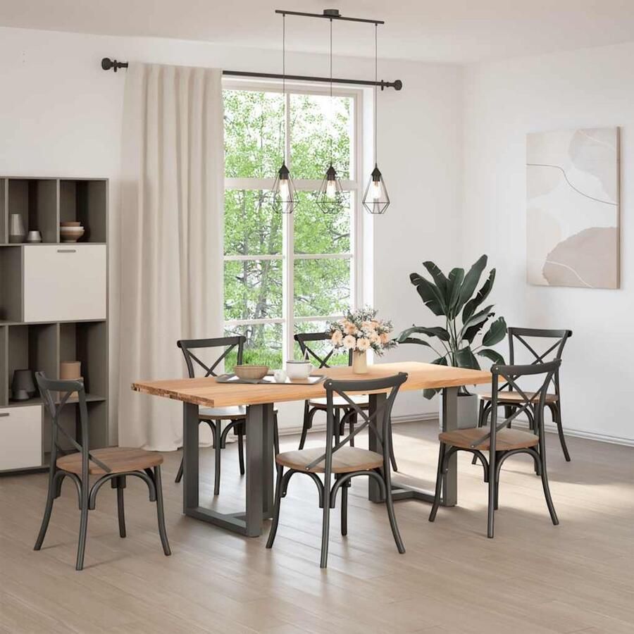 VidaXL Eettafel 200x90 cm Massief Eikenhout Eetkamertafel Eikenhouten Tafel Salontafel Tuintafel Grote Tafel