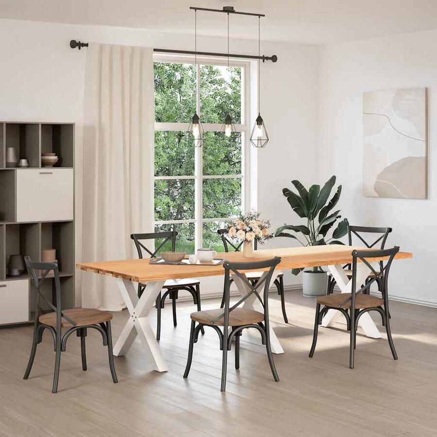 VidaXL Eettafel rechthoekig 280x100x74 cm massief eikenhout lichtbruin Eettafel Eettafels Eetkamertafel Keukentafel