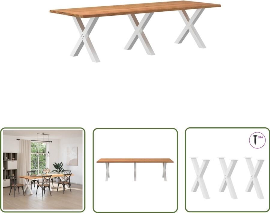 The Living Store Eettafel rechthoekig 280x100x74 cm massief eikenhout lichtbruin Eetkamertafel Eikenhouten Tafel Grote Tafel Salontafel Diningtable