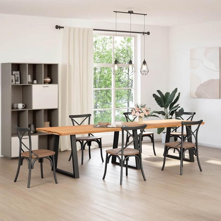 The Living Store Eettafel rechthoekig 320x90x74 cm massief eikenhout lichtbruin Eetkamertafel Eikenhouten Tafel Lange Tafel Ruime Tafel Solide Tafel