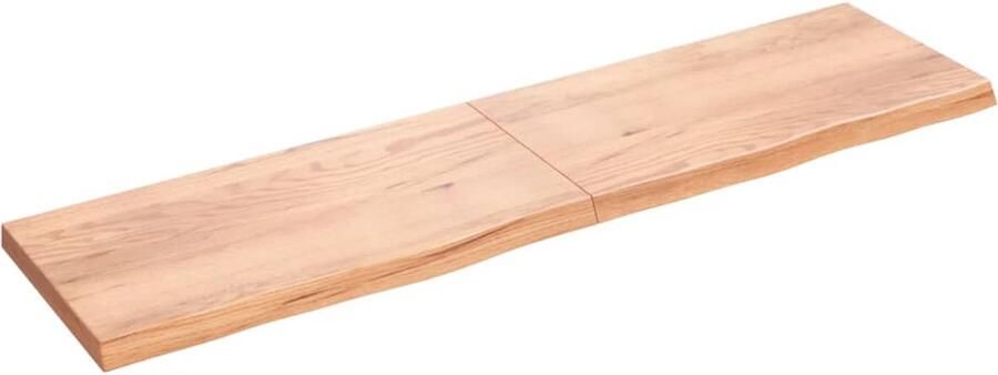 The Living Store Tafelblad 200x50x(2-6)cm behandeld massief eikenhout lichtbruin Massief Eiken Tafelblad Eikenhouten Tafel Tafelblad Vervangen Salontafel Eetkamertafel