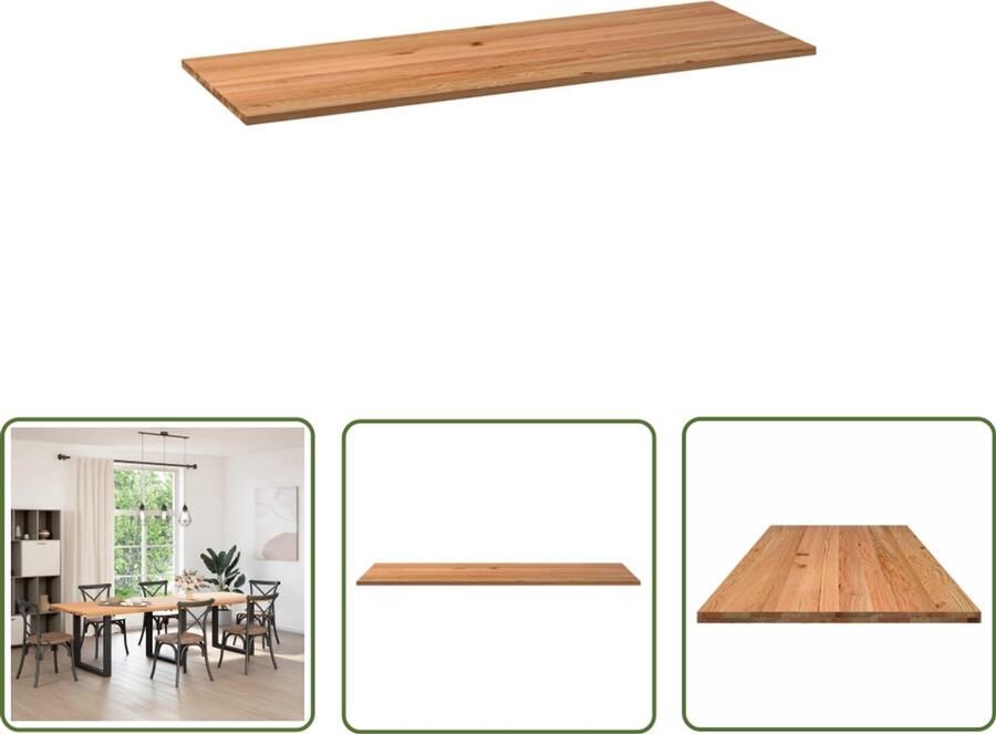 The Living Store Tafelblad rechthoekig 280x100x4 cm massief eikenhout lichtbruin Massief Eikenhouten Tafelblad Eikenhouten Tafel Eetkamertafel Salontafel Keukenblad